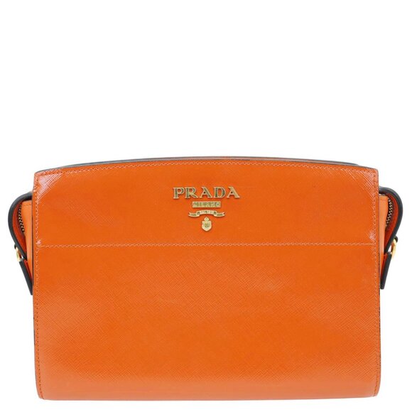 Prada  Esplanade Saffiano Vernice Leather Crossbody Bag Orange - Picture 3 of 15